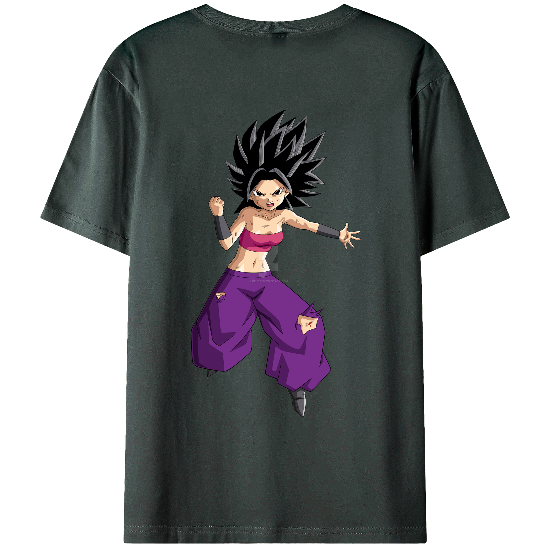 （画像用） ドラゴンボール カリフラ DRAGON BALL Caulifla 綿100％ メンズ半袖Tシャツ（バックプリント） 通気性